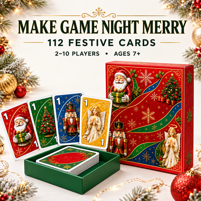 🔥Last Day 49% OFF🎉-🃏Christmas Cards Edition🎄 Holiday Family Card Game with 112 Festive Cards