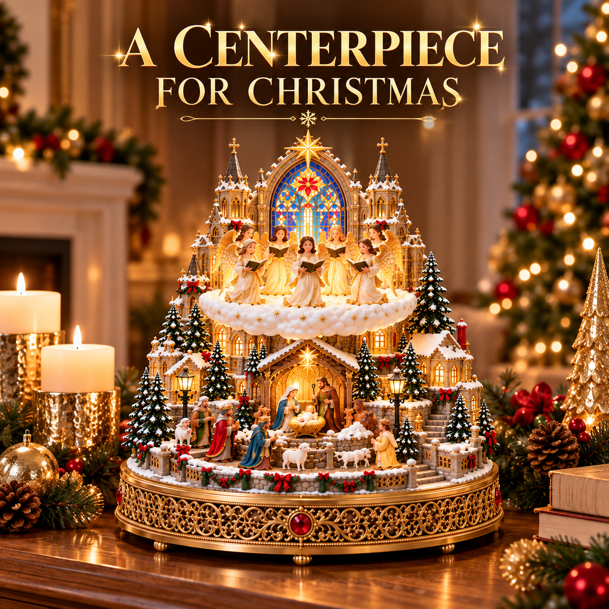 ✨ Heavenly Angel Choir | Lighted & Rotating Christmas Nativity Village
