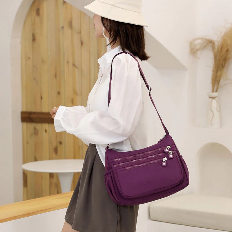 🎒✨ Lightweight Nylon Crossbody Bag – Multi-Pocket, Water-Resistant, Adjustable 🔧
