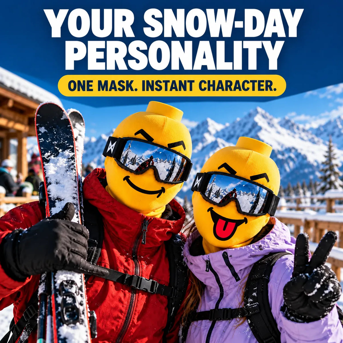 🏂😎 Funny Face Ski Mask | Yellow Expression Balaclava