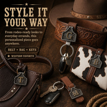 Handmade Cow Tag Belt Key Holder