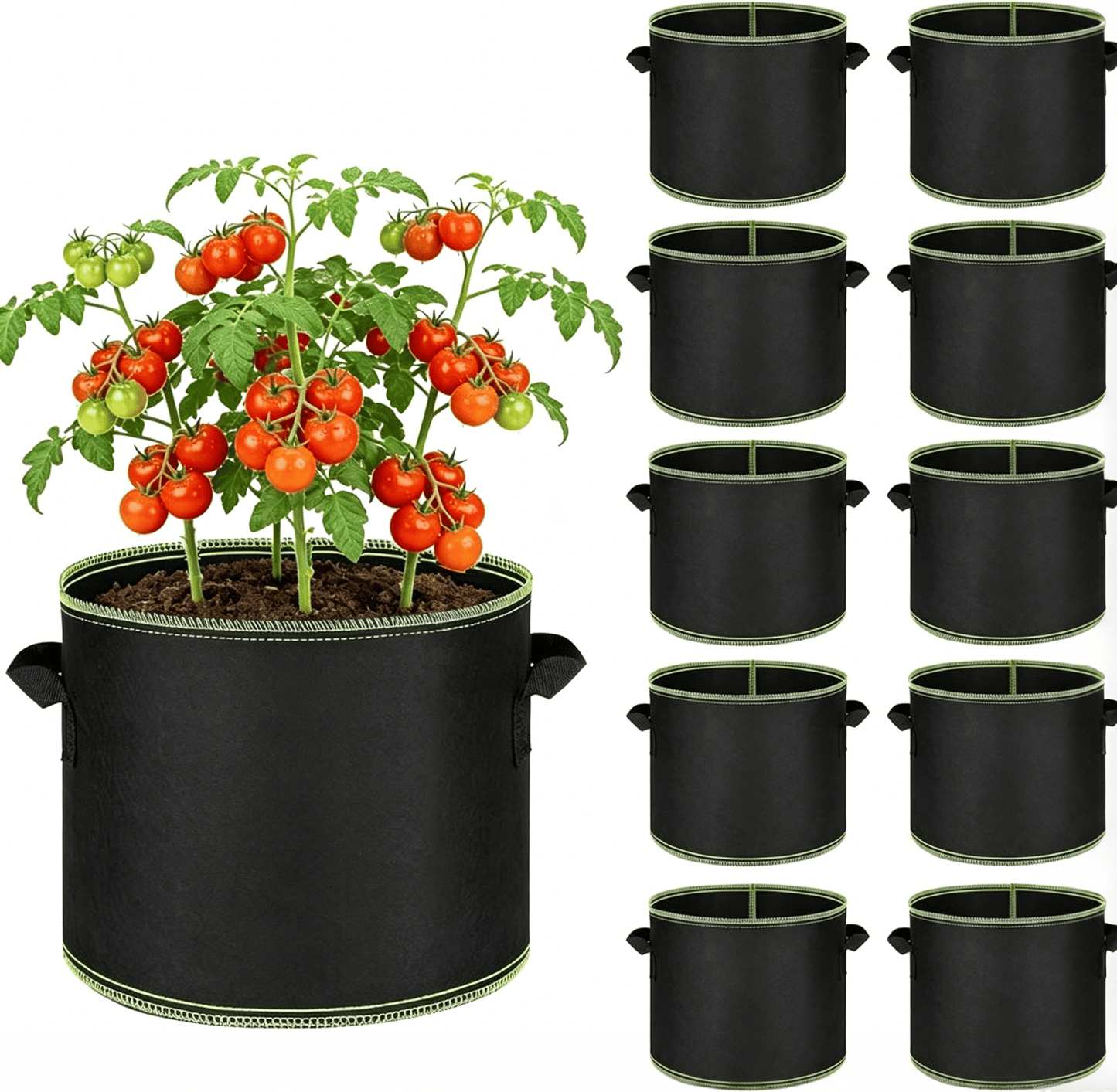 🌱 Gallon Grow Bags – Heavy Duty Aeration Fabric Pots with Handles for Vegetables, Flowers & Fruits 🪴