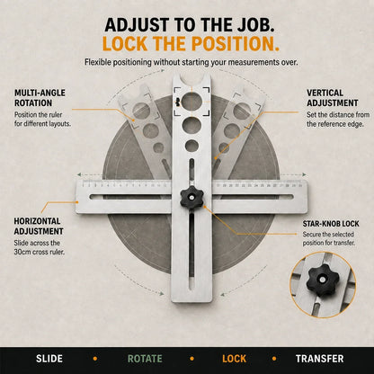 🛠️stainless Steel Tile Positioning Ruler – Adjustable Drill Guide & Measuring Tool For Ceramic, Marble & Wall Tile