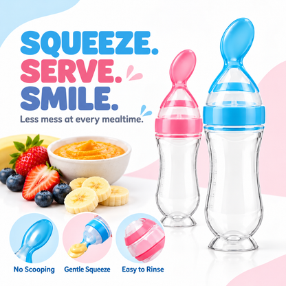 🥄 Mess-Free Baby Feeding Spoon Bottle | Squeeze, Serve & Smile