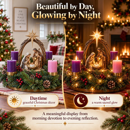 ✝️ Lighted Nativity Advent Wreath – A Sacred 4-week Christmas Tradition🕯️