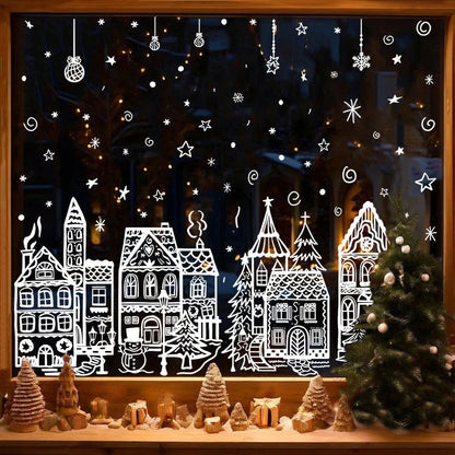 ⏳LAST DAY SALE!🎁🎄 Christmas Village Window Sticker Set