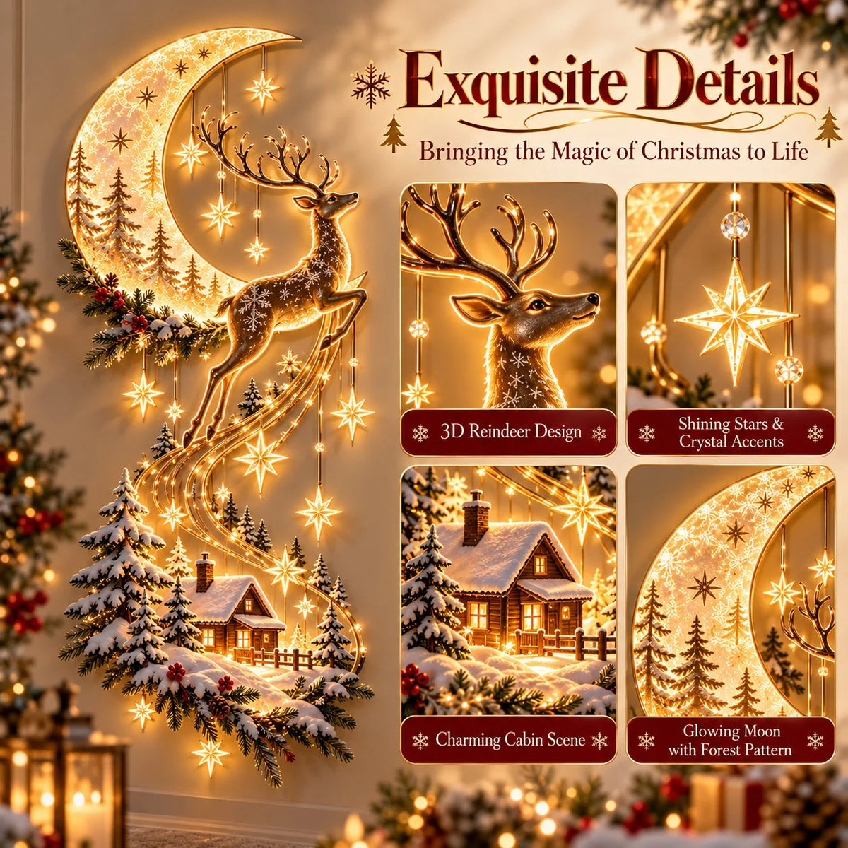 Reindeer Under the Starry Sky – Cozy Christmas Cabin
