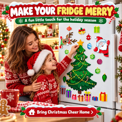 🎄 Magnetic Christmas Tree Decorations – Santa & Reindeer Fridge Magnet Set