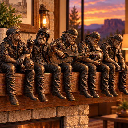 🔥 Old Biker Soul Shelf Sitter Collection – Rustic Motorcycle Rider Figurines For Men