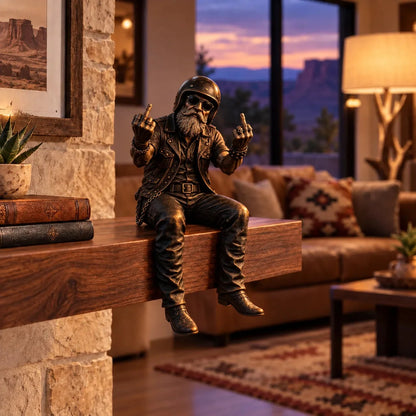 🔥 Old Biker Soul Shelf Sitter Collection – Rustic Motorcycle Rider Figurines For Men