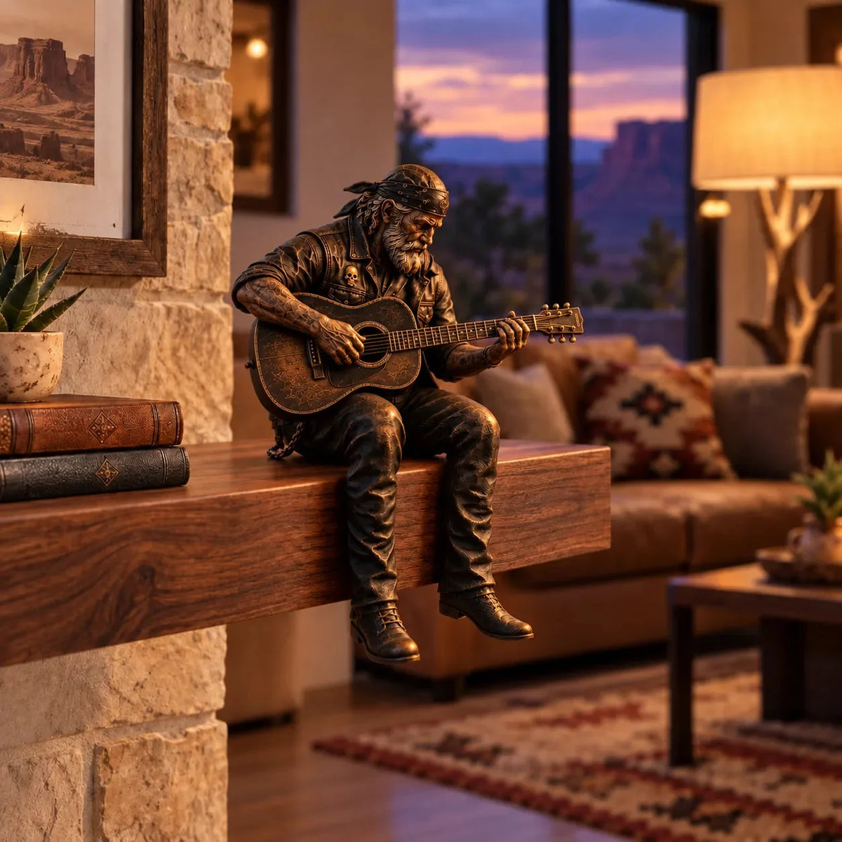 🔥 Old Biker Soul Shelf Sitter Collection – Rustic Motorcycle Rider Figurines For Men