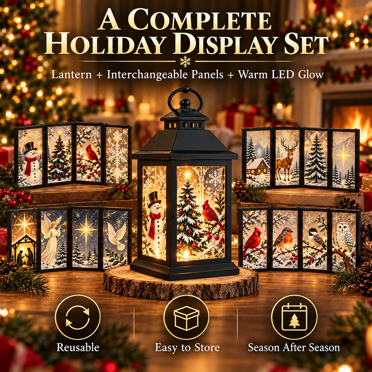 Interchangeable Crystal Lantern™ – Light-up Holiday Décor