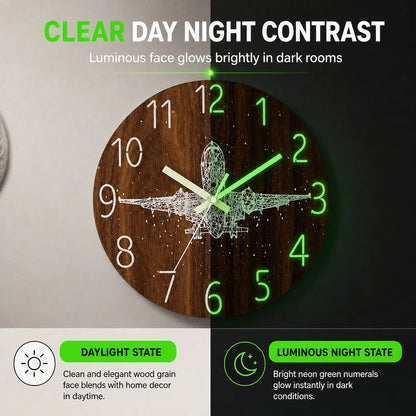 ⏳🔥limited-time 50% Off! ⏰12-inch Silent Wooden Wall Clock – Luminous Glow & Mdf Wood Grain✨