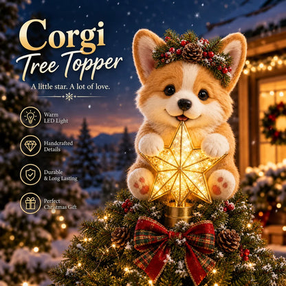 🎄 Christmas Glow Pup Tree Topper – Light-up Holiday Dog Tree Topper