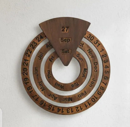 📅Wooden Perpetual Calendar – Rotating Wall Calendar