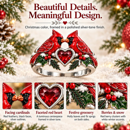 🎄Two Cardinal Heart Christmas Ring | “Every Christmas, I Choose You” ❤️