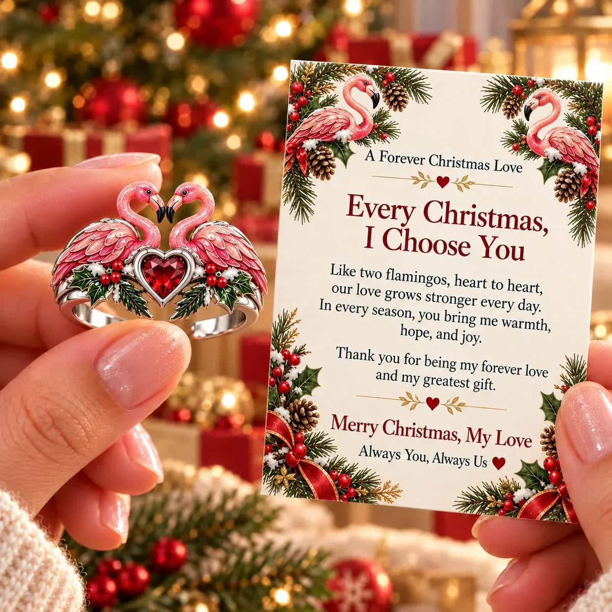 🎄Two Cardinal Heart Christmas Ring | “Every Christmas, I Choose You” ❤️