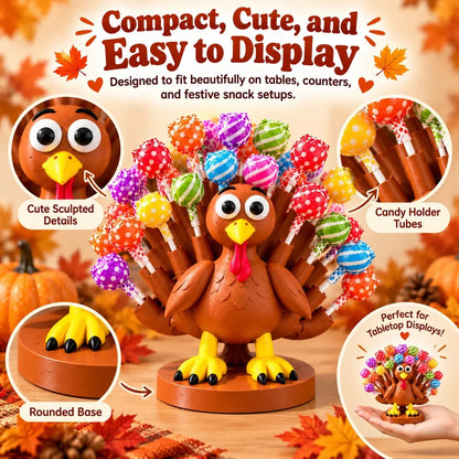 🦃🍭 Adorable Thanksgiving Turkey Lollipop Holder – Festive Candy Display, Holiday Table Decor & Party Favor 🎁