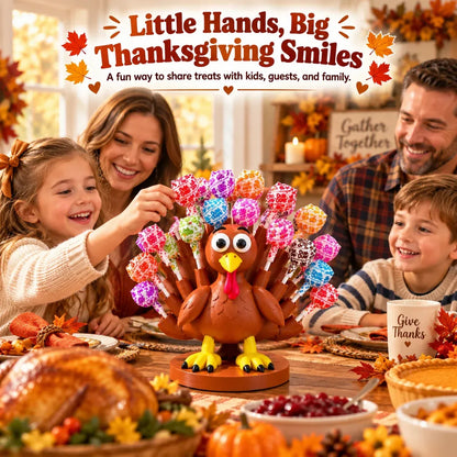 🦃🍭 Adorable Thanksgiving Turkey Lollipop Holder – Festive Candy Display, Holiday Table Decor & Party Favor 🎁