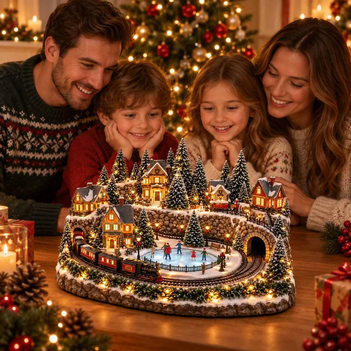 🔥 Last Day 40% Off 🔥 Animated Holiday Train & Ice Rink Scene ✨