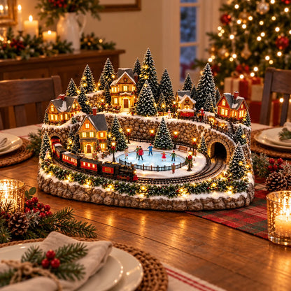 🔥 Last Day 40% Off 🔥 Animated Holiday Train & Ice Rink Scene ✨