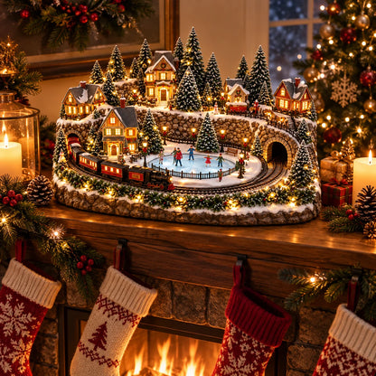 🔥 Last Day 40% Off 🔥 Animated Holiday Train & Ice Rink Scene ✨