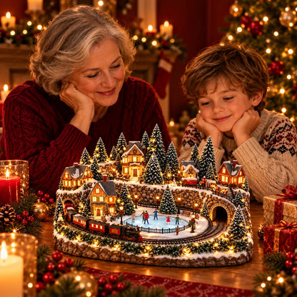 🔥 Last Day 40% Off 🔥 Animated Holiday Train & Ice Rink Scene ✨