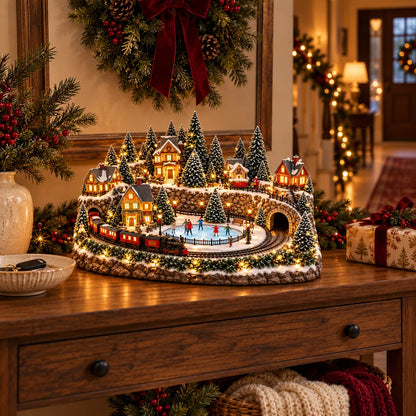 🔥 Last Day 40% Off 🔥 Animated Holiday Train & Ice Rink Scene ✨