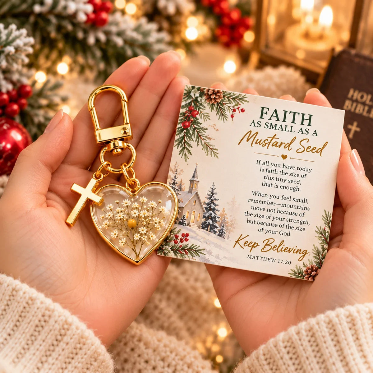 ⏳ Last Day 50% OFF –✝️ Mustard Seed Faith Keychain — Keep Believing