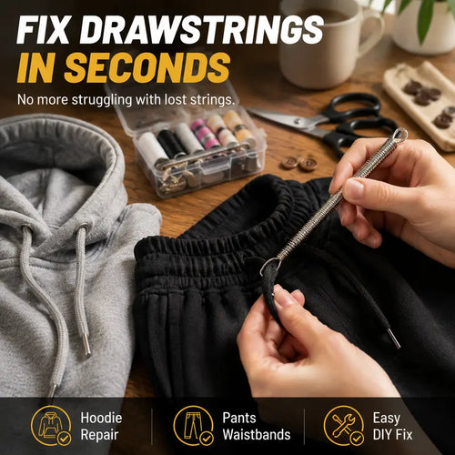 🧵 Flexible Drawstring Threader Tool –5PCS Stainless Steel Cord Repair Set