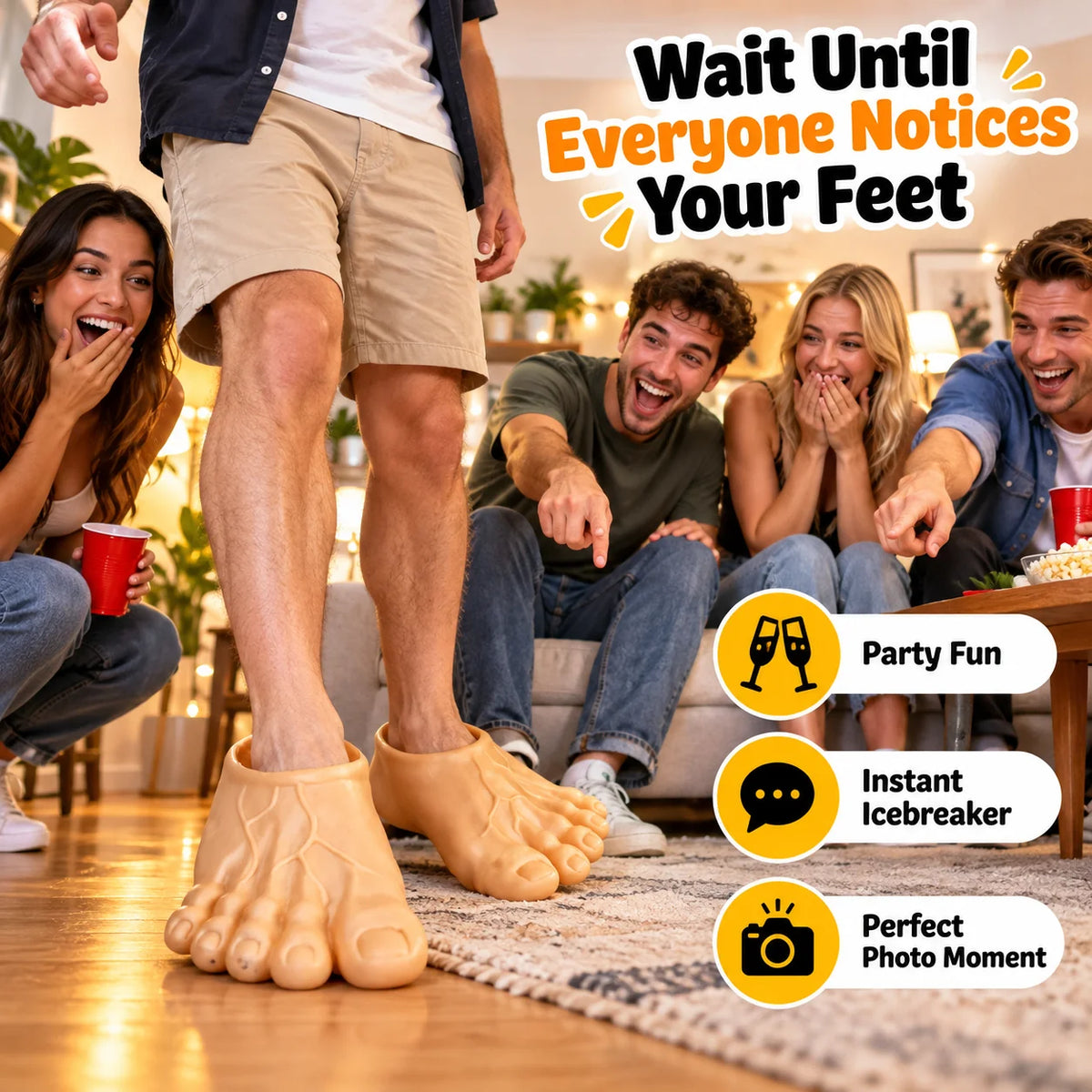 😂 Bigfoot Funny Feet Slippers – Realistic Oversized Novelty House Shoes