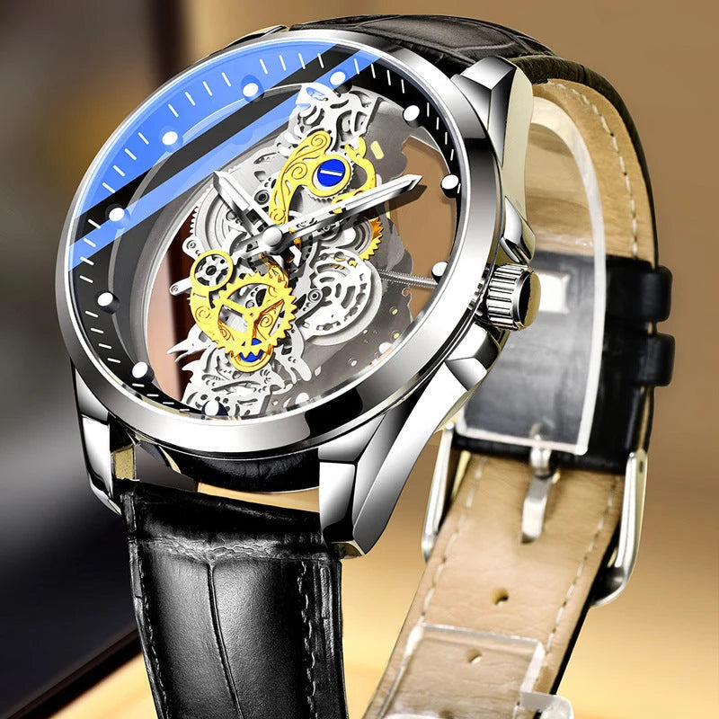 ⌚ Double-sided Skeleton Watch – Non-mechanical Tourbillon, Luminous, 30m Waterproof ✨