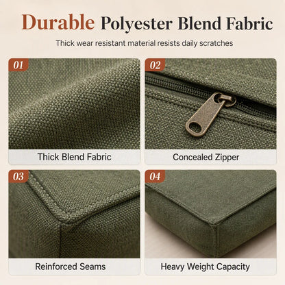 Unstuffed Square Pouf Cover | Storage Ottoman Slipcover for Living Room, Bedroom & Clothes Storage, Washable 45x45x23cm