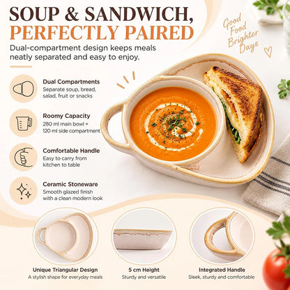 Ceramic Soup & Toasty Bowls with Handles – Rustic Reactive Glaze Design