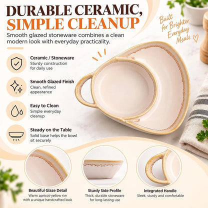 Ceramic Soup & Toasty Bowls with Handles – Rustic Reactive Glaze Design