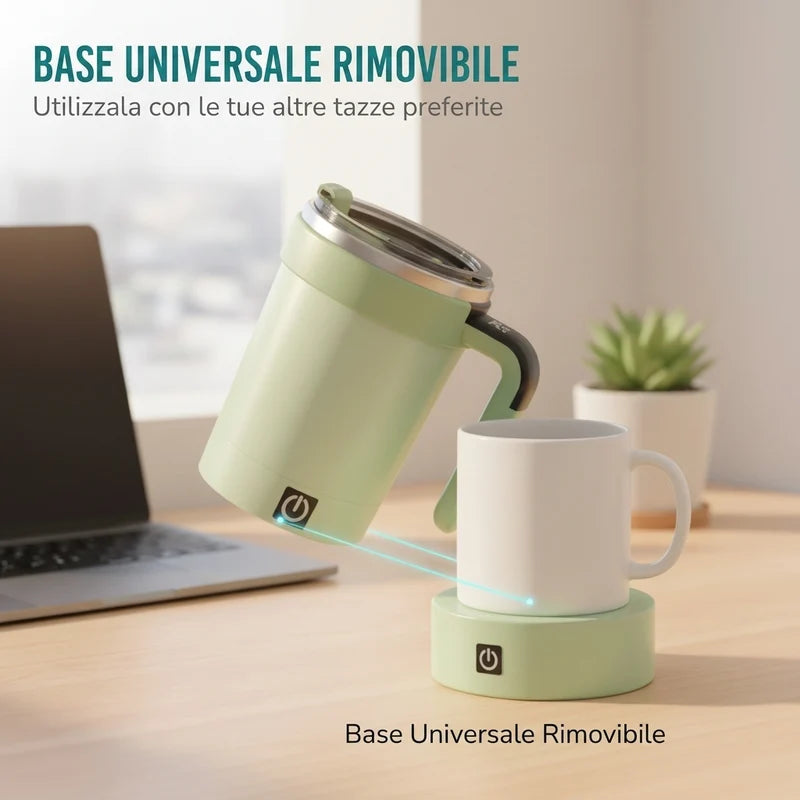 Automatic mixing cup with smart temperature display