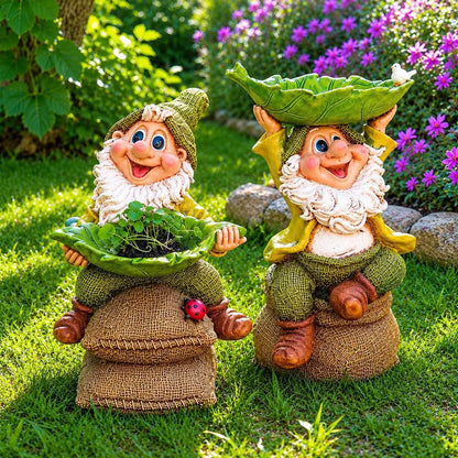 🍃 Birdie Butler Gnome™ — Whimsical Leaf Feeder Garden Statue