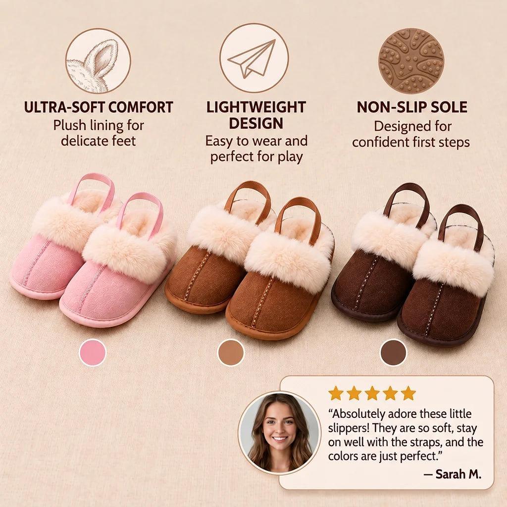Fluffy Baby & Toddler Slippers With Soft Plush Lining And Non-slip Soles