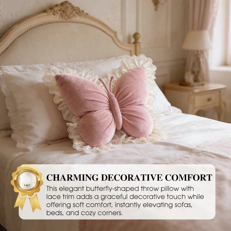 🦋Elegant Butterfly-shaped Throw Pillow – Delicate Lace & Charming Style🌸✨