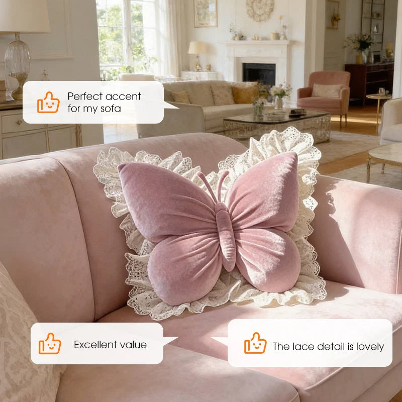 🦋Elegant Butterfly-shaped Throw Pillow – Delicate Lace & Charming Style🌸✨