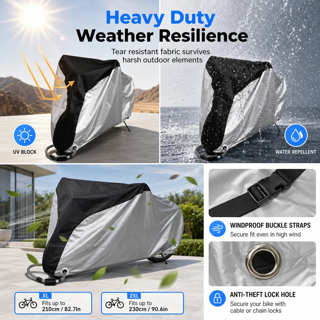 Waterproof And Dustproof 190t Bicycle Cover For Outdoor Bike Protection🚴