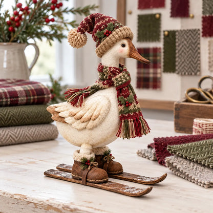 Vintage Christmas Skiing Goose Figurine