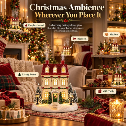 🎄 Christmas House Aroma Diffuser – Warm Light & Gentle Mist Holiday Decor
