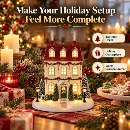 🎄 Christmas House Aroma Diffuser – Warm Light & Gentle Mist Holiday Decor