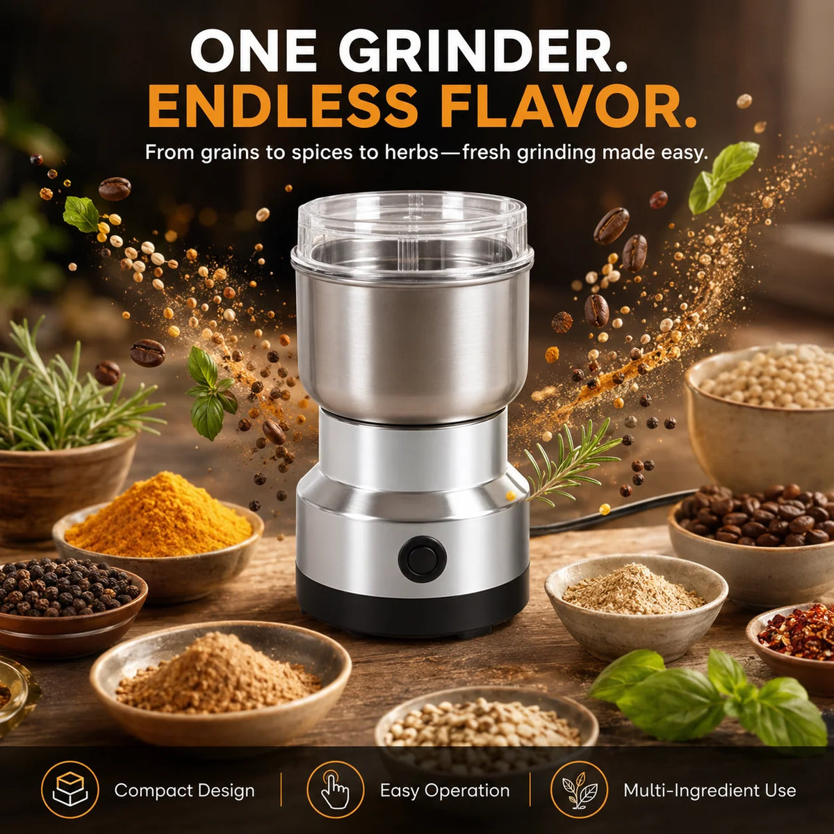 🌿High-speed Stainless Steel Grain Grinder