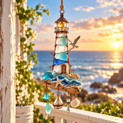 🌊✨ Sea Glass Coastal Charms – Handcrafted Ocean Suncatcher Hanging Ornament Collection