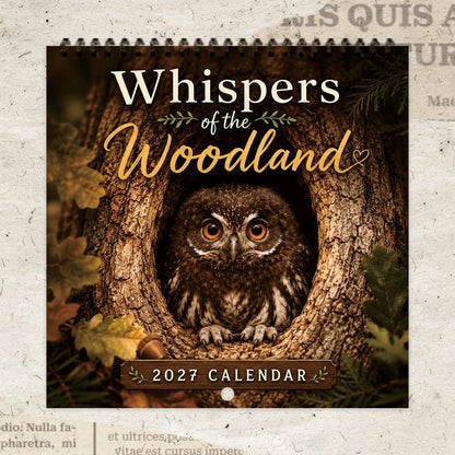 🦉 2027 Whispering Woods Owl Wall Calendar, Spiral Planner With Notes