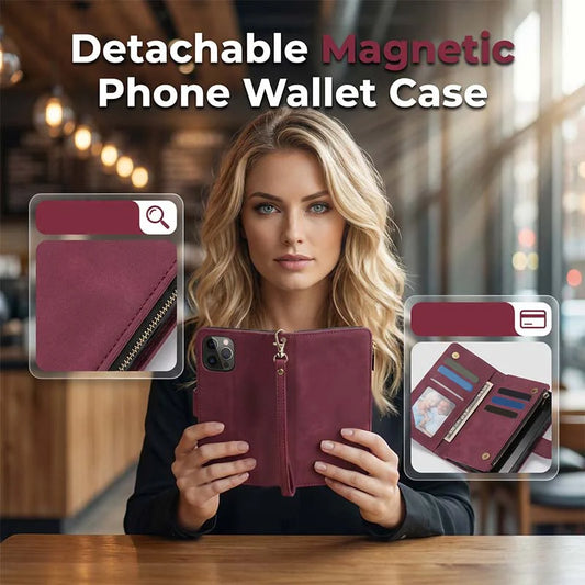 2-in-1 Magnetic Pu Leather Wallet Case