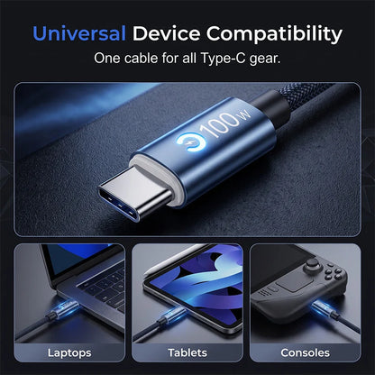 Charge Any Device Instantly! No-overcharge 100w Braided Cable