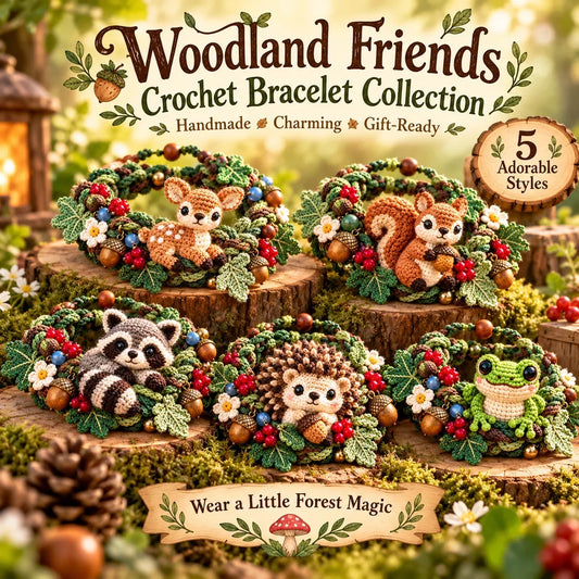 🌿 Woodland Wrist Friends – Handmade 3d Crochet Animal Bracelet Collection🧶